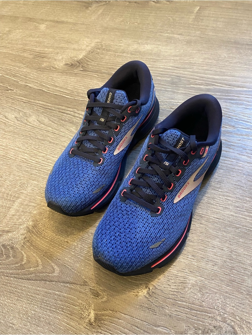 Brooks Ghost 15 Neutral Running Shoe 8.5 Medium (B) Blue Peacoat Pink - Picture 2 of 8